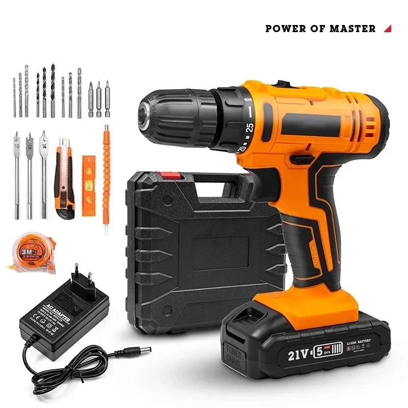 

12V 16.8V 21V Cordless Electric Drill Wireless Charging Drill Electric Screwdriver Driver Impact Drill Lithium-Ion Power Tools