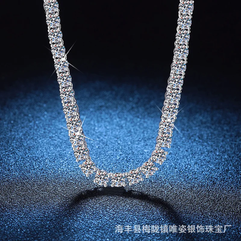 Bulk Hip-Hop Moissanite Tennis Necklace, PT950 Platinum, High-End Aesthetic for Men and Women, Luxury Jewelry