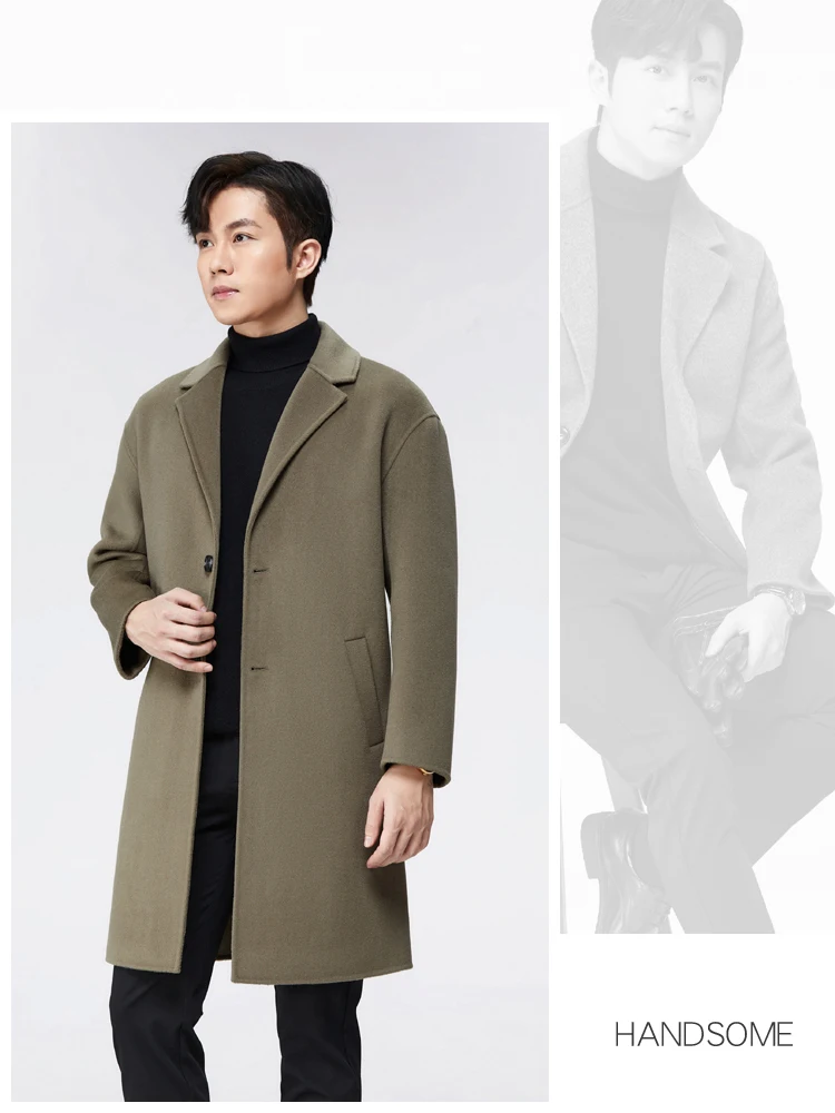 Korean autumn/winter 100% wool coat for men