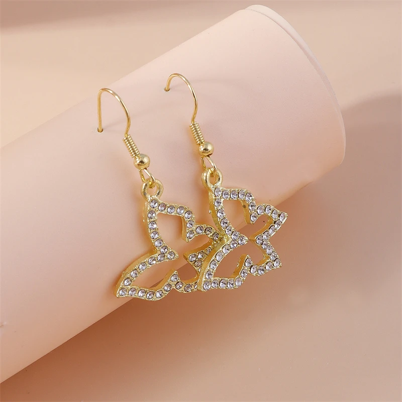 

Fashion Crystal Hollow Butterfly Drop Earrings for Women Girls Brincos Femme Party Festival Jewelry Gifts