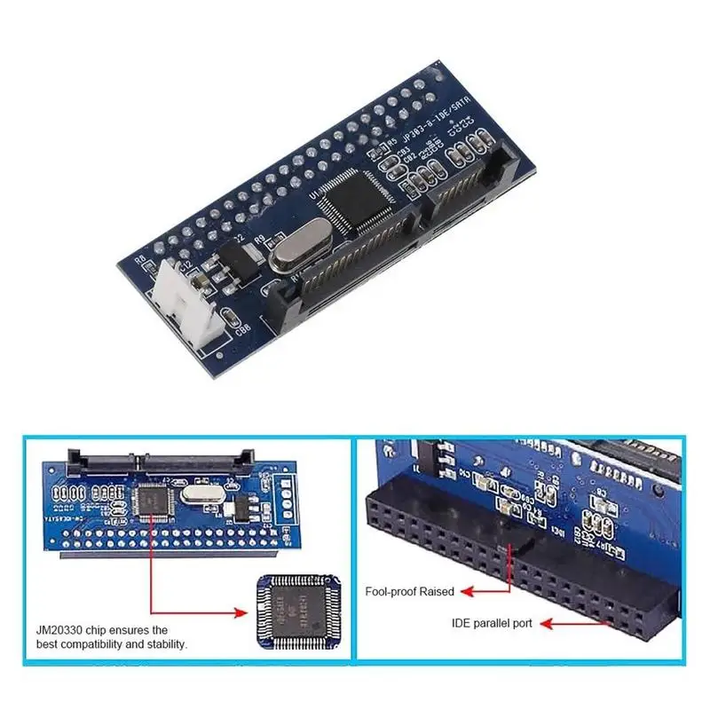 IDE to SATA Adapter HDD 3.5 IDE to SATA Hard Disk Converter PATA IDE 39/40Pin to SATA 22Pin Hard Drive Connector with Data Cable