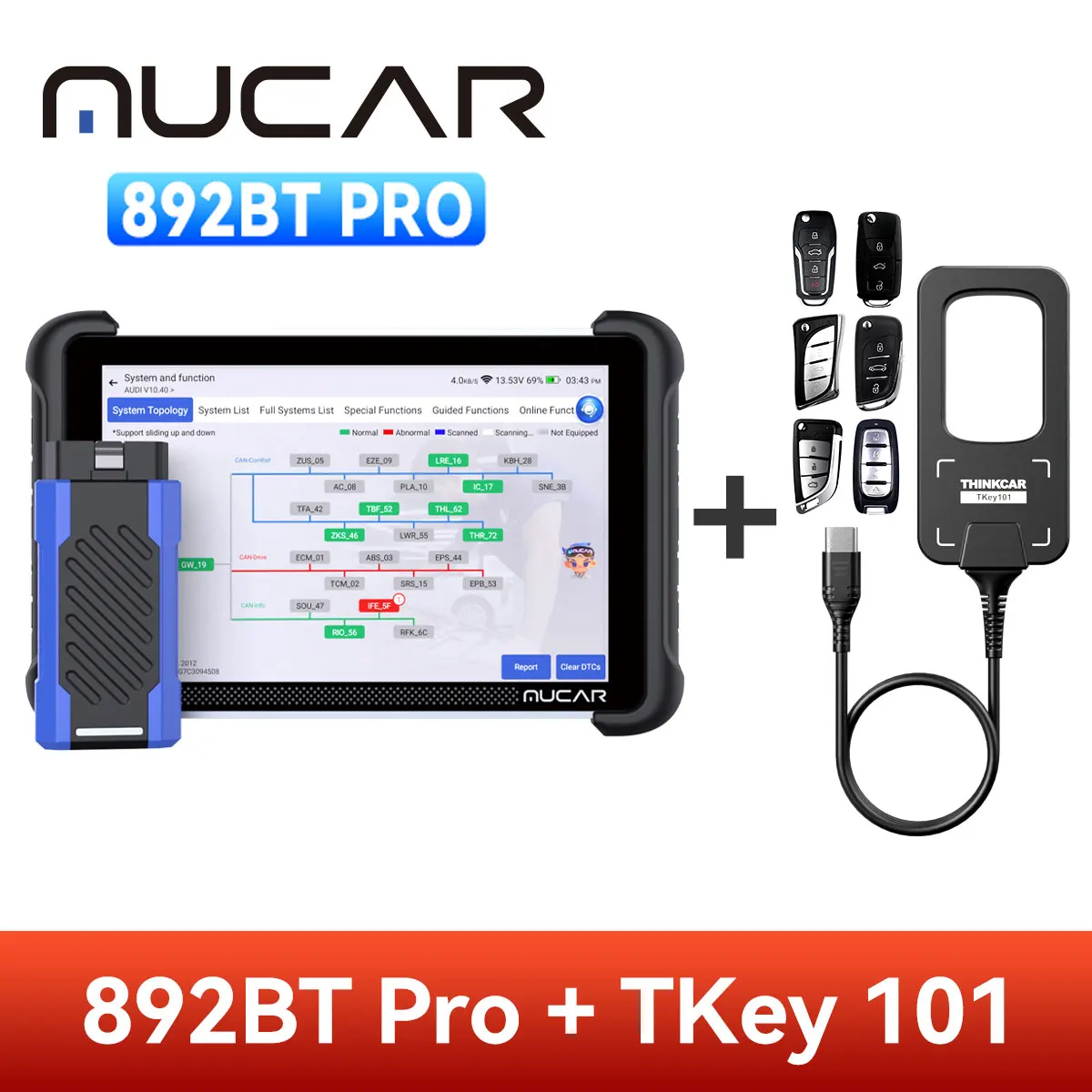 MUCAR 892BT Pro OBD2 Diagnostic Tool All System Diagnosis Topology Map IMMO Key J2534 CANFD DOIP Scanner Lifetime Free Update