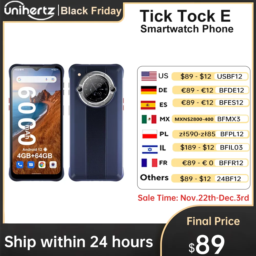 Unihertz Tick Tock E Octa Core Android Smartphone 6000mAh 6.5