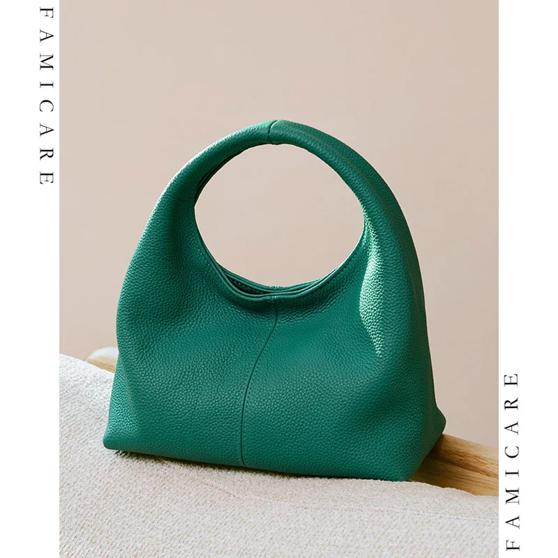 Timeless Supple Genuine Leather Underarm Bag Lady Minimalist Multipurpose Crossbody Bags Women Solid Color Casual Shoulder Bag