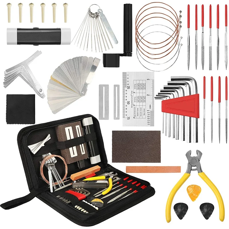 

54Pcs Guitar Repairing Maintenance Tool Kit, Guitar Cleaning Care Accessories For Acoustic Electric Guitar Ukulele Bass