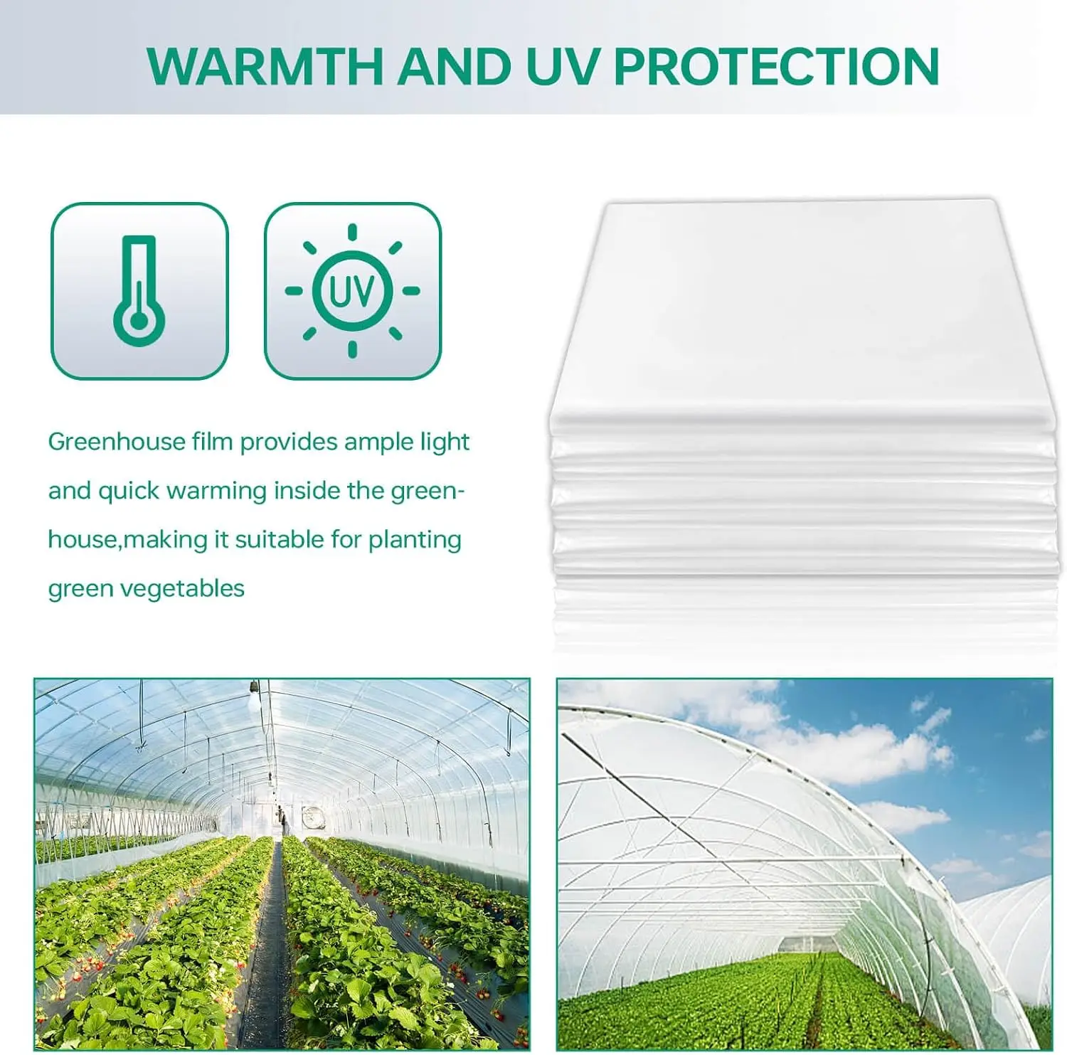 6Mil Greenhouse Covering, 25x40FT Thick Durable Sheeting with Anti-Drip, Gardening & Agriculture Film for Plants, Farming, and Crop Protection (25X40FT)