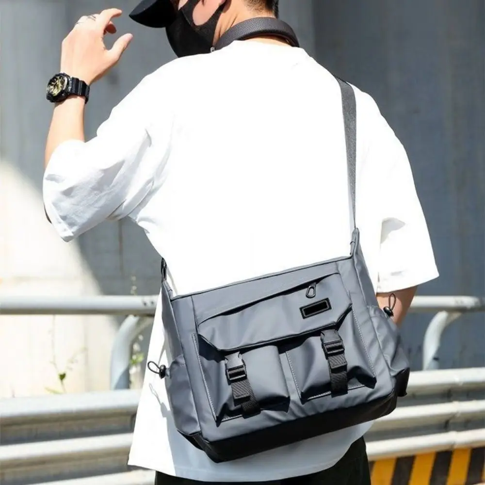 

Крутая мужская сумка через плечо большой вместимости, квадратная повседневная сумка-мессенджер в японском стиле, легкая сумка на одно плечо в стиле Харадзюку, унисекс