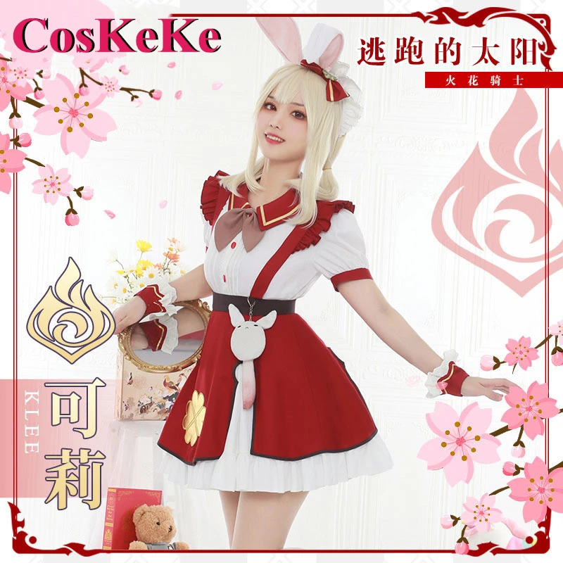 【Em estoque】CosKeKe Ganyu/Klee Cosplay Anime Jogo Genshin Impact Traje Lindo vestido de empregada doméstica Festa de Halloween Roupas de dramatização