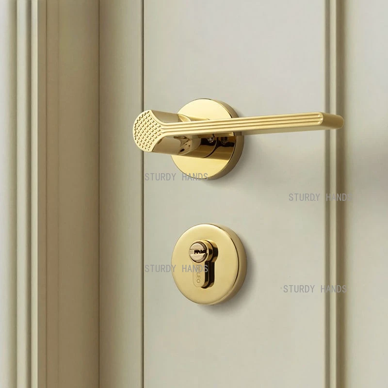 

Сплит-бесшумный дверной замок из цинкового сплава для спальни, роскошный французский золотой замок с деревянной дверной ручкой для комнаты
