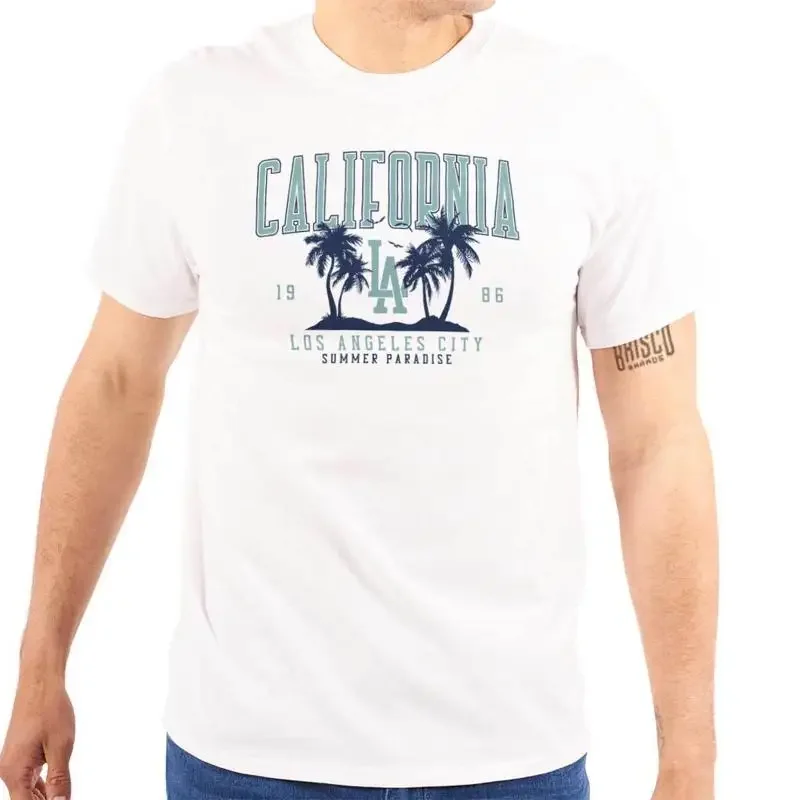 Camiseta feminina ou masculina La California Los Angeles 1986 Palm Trees com gola redonda