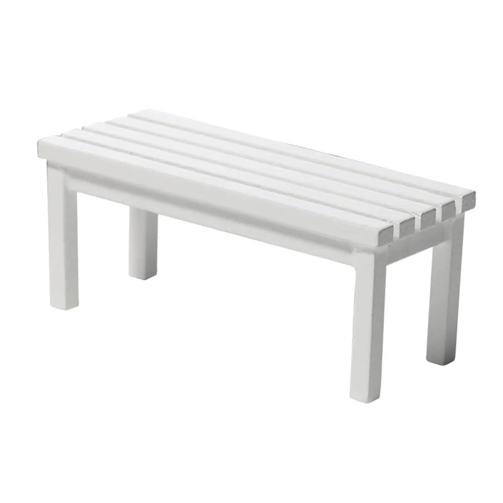 White Dollhouse Miniature Bench / Stool Fairy Village 1:12 Scale Wooden Fairy Garden Furniture Ornaments for Decoration