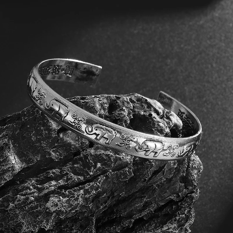 Retro Mode glück verheißen den Elefanten Totem Armband buddhistische religiöse Schriften viel Glück Schmuck für Männer und Frauen