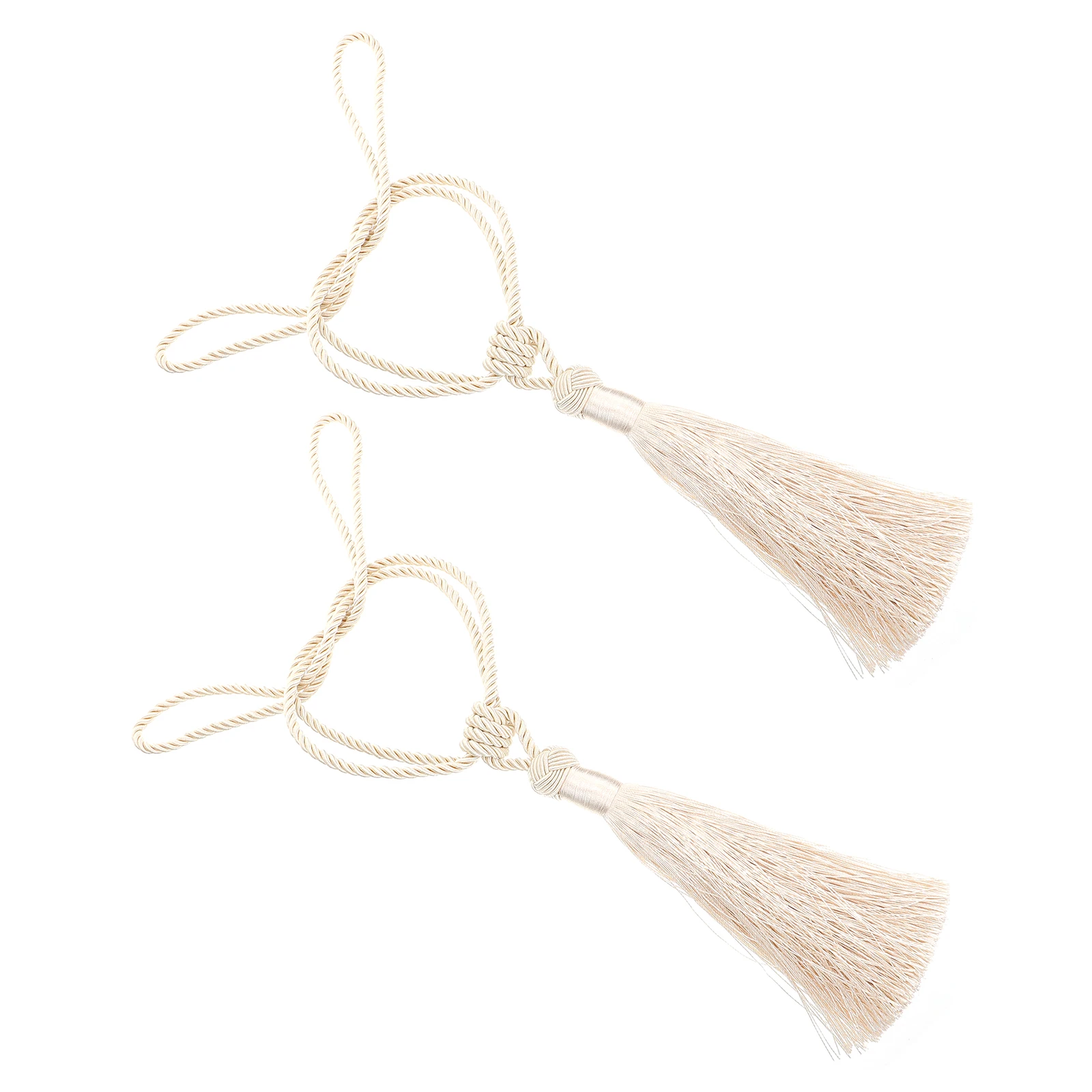 

2pcs Curtain Tiebacks Drapery Ropes Ties Bohemian Decor Cotton Linen Woven Tassel Stylish Window Door Wall Hanging