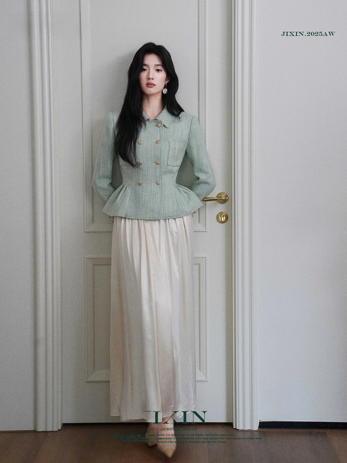 

Женский топ Ele Slimming Light Mint в винтажном стиле, с золотой вышивкой, из шерстяной смеси, с эффектом утяжки талии