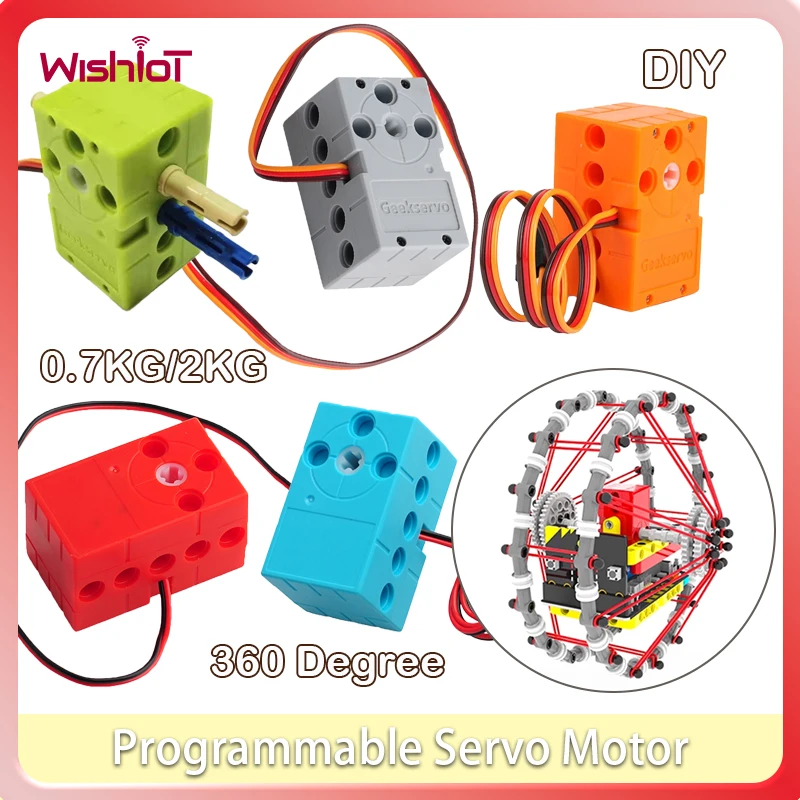 

Mini Programmable Servo Motor 0.7kg/2kg Geekservo 360° Dual Output Shaft/Continuous Rotation Compatible Building Blocks #T3
