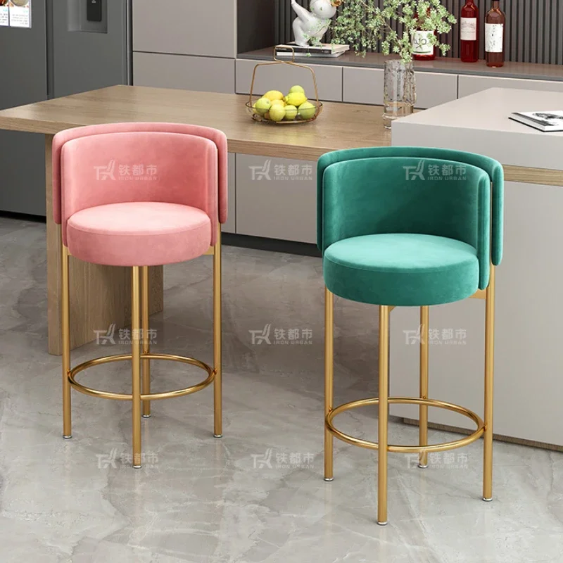 Cadeira de luxo alta mesa barra balcão fezes nordic cadeiras jantar giratória veludo fezes design moderno cozinha rosa mesas móveis