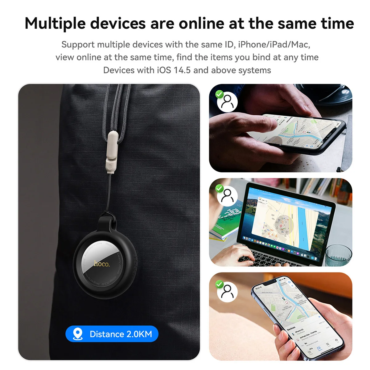 HOCO E100 Anti Lost อุปกรณ์สําหรับ Apple ค้นหา App ของฉันระบบ IOS GPS Globla Locator MIni Tracker สําหรับรถสัตว์เลี้ยงพวงกุญแจกระเป๋าสตางค์ Finder