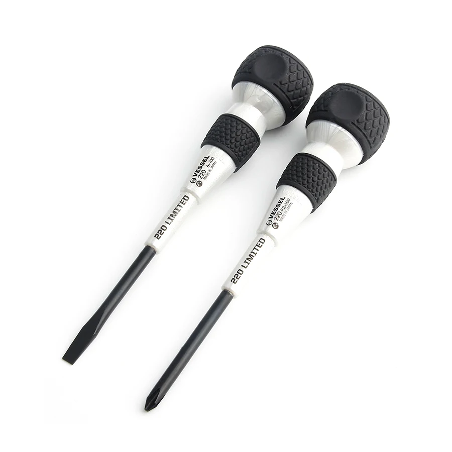 VESSEL 2 Piece Ball Grip Driver Screwdrivers Set for Phillips and Slotted Screws Commemorative Edition Kit NO.220L-2PS-BO