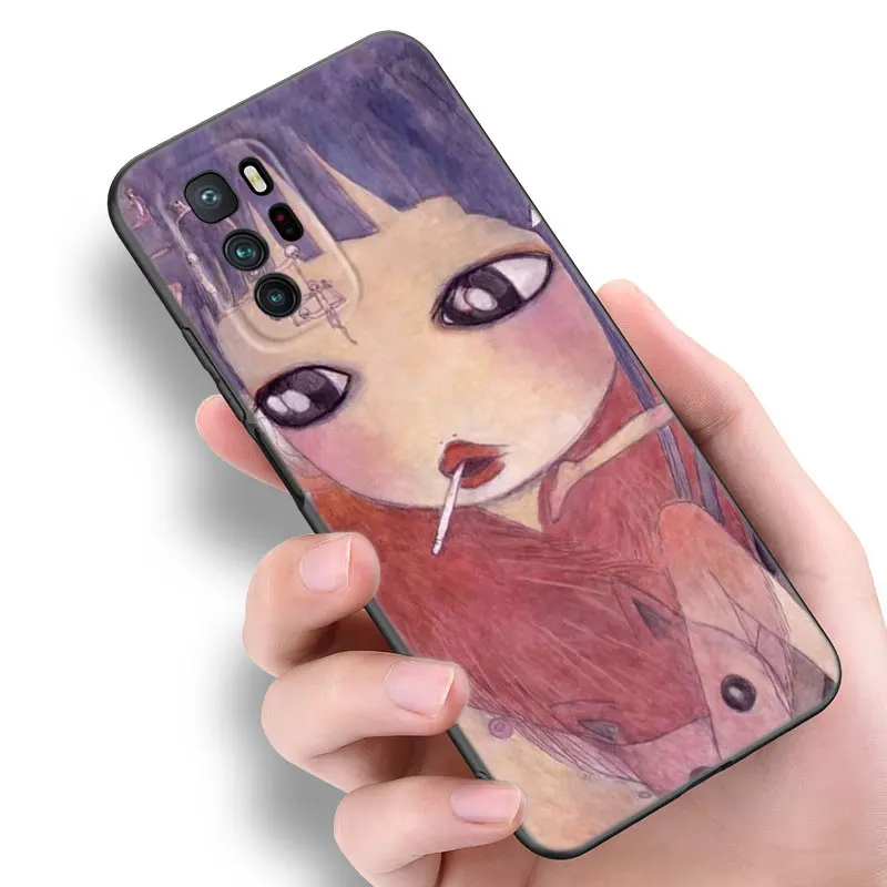 Aya Takano Art Black Silicone Phone Case For Xiaomi POCO X3 X4 NFC F4 GT F5 F6 M3 M4 M6 X5 X6 Pro 5G M5 C55 C65