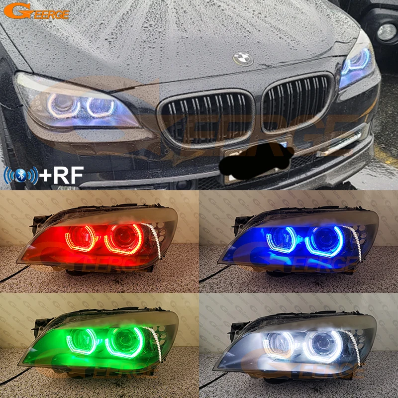 For BMW 7 Series F01 F02 F03 F04 Bluetooth App RF Remote Ultra Bright Multi Color DTM Style RGB LED Angel Eyes Kit Halo Rings