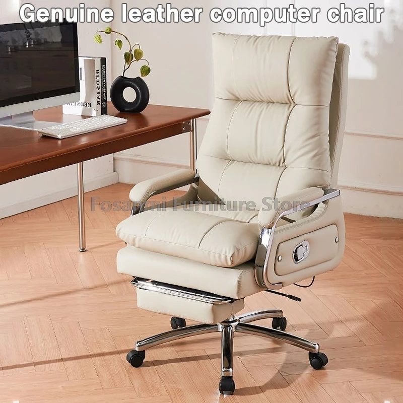 Ergonomic Office Chair With Swivel Seat And Footrest  Soft Computer Leather Chair Adjustable Lumbar Support Angle Gaming Chair