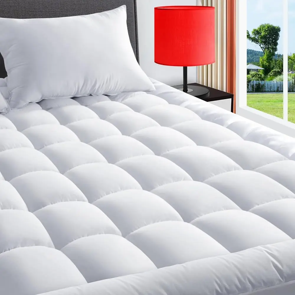 

Cooling Mattress Cover Quilted Fitted Mattress Protector Non Slip Breathable Soft Mattress Topper Thick Pillowtop 450GSM