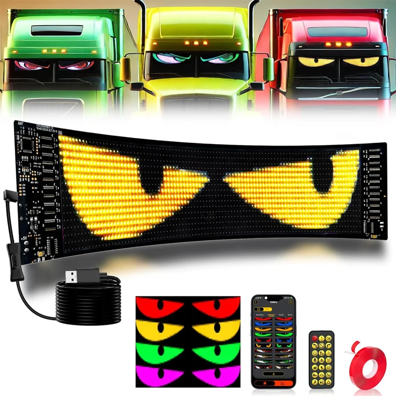 

Truck Car Devil Eye LED Matrix Pixel Panel Light APP Remote Control Soft Foldable Lighting Scrolling Display for Board Windshiel
