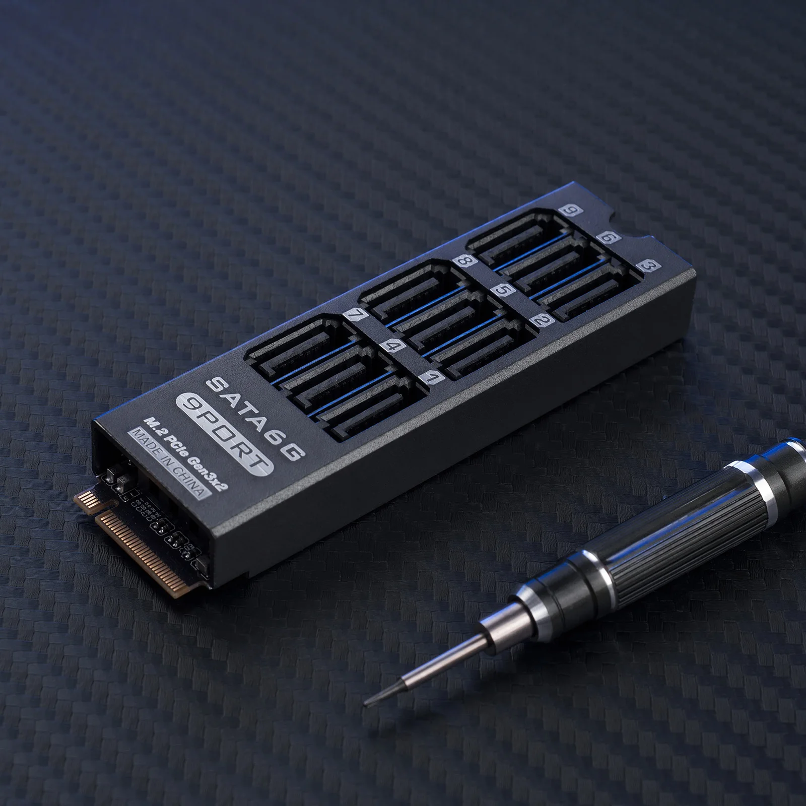 9-Port M.2 PCIe SATA 6Gbps Expansion Card NVMe M-Key NAS Storage HDD Adapter Aluminum Enclosure