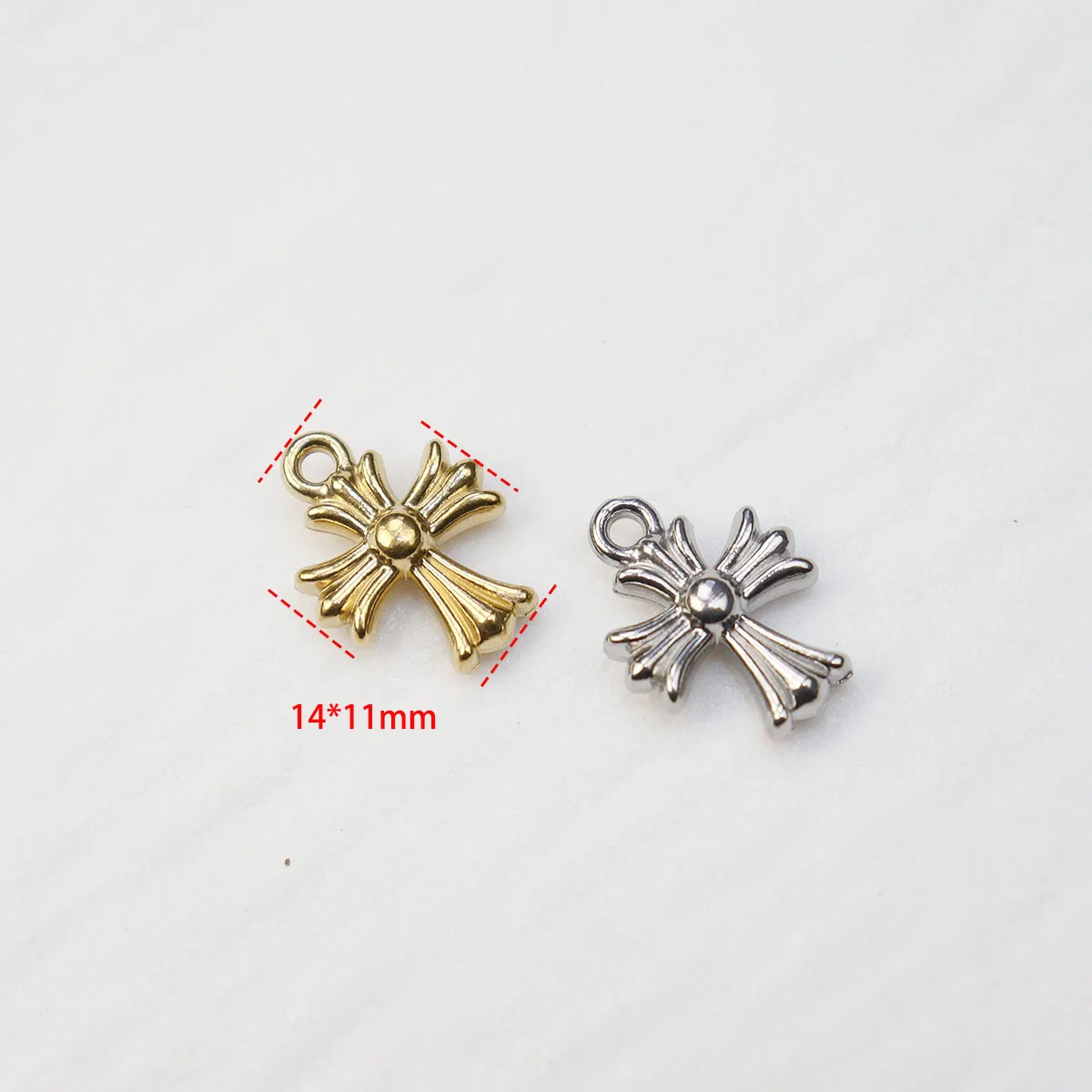 5pcs Cast Stainless Steel Cross Fashion Jewelry Accessory Charms DIY Handcraft PVD Vacuum Plate Waterproof Antiallergic