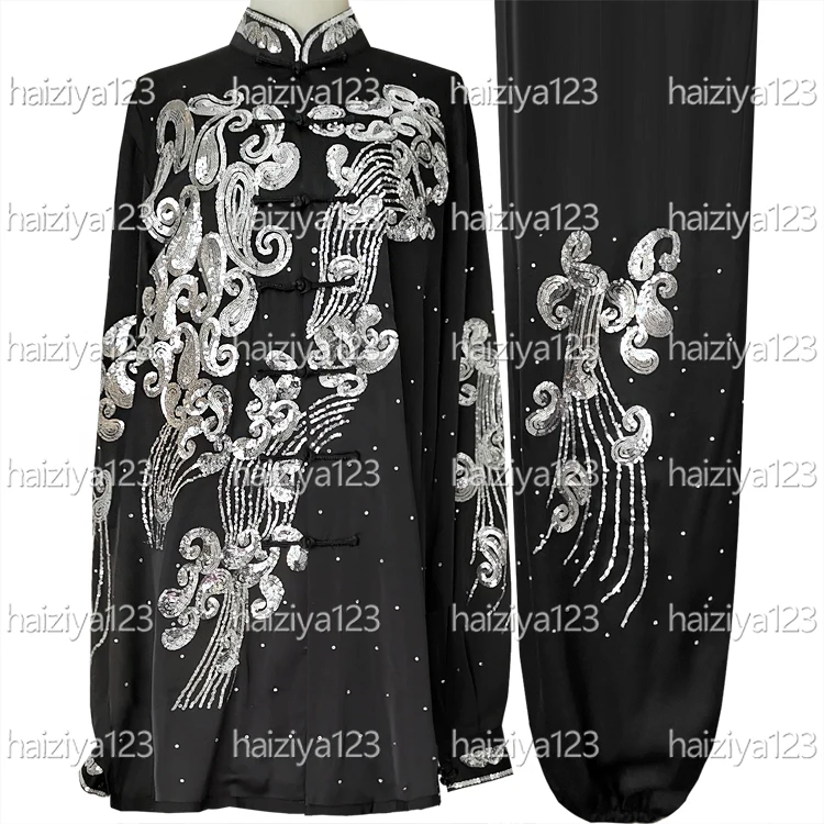 

Embroiderid sequin Tai chi uniform Kungfu clothes Taiji sword suit Wushu outfit Qigong for man woman girl boy kids adults unisex