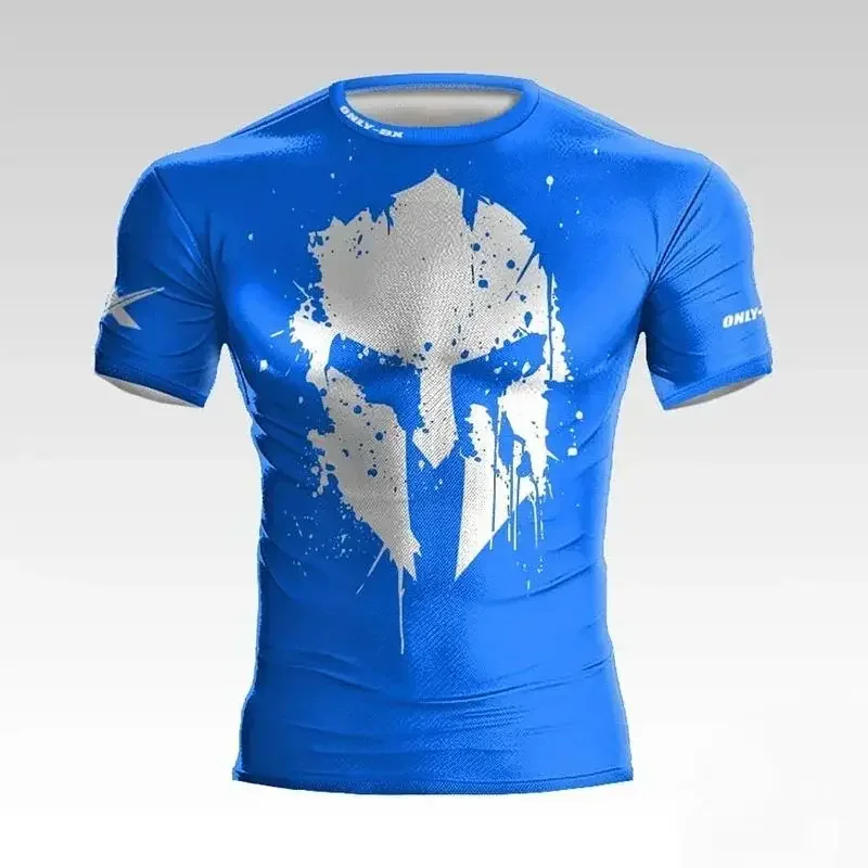 Men's Summer 3d Printed Muscle Male Warrior Helmet Graphic T-Shirt High Quality Loose Casual Sports Crewneck Short Sleeve image 5