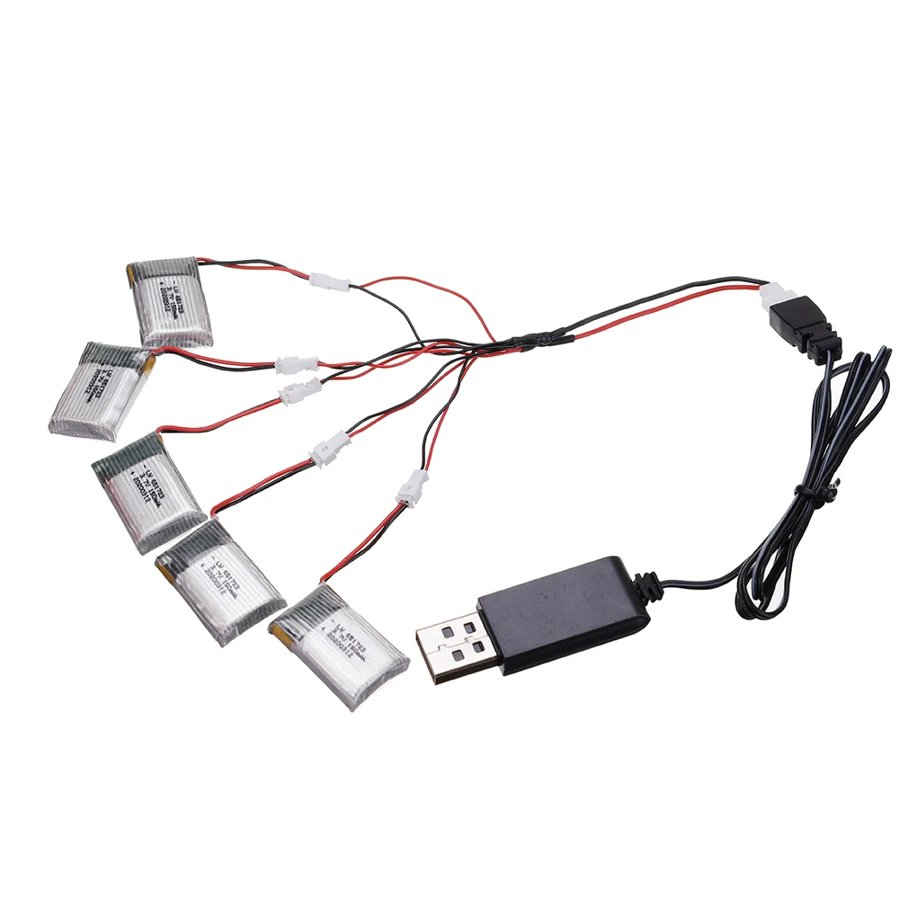 3.7v 150mAh Lipo Battery For H20 U839 S8 M67 RC Quadcopter Spare parts 3.7v 651723 Battery 1.25mm Plug and USB Charger Set