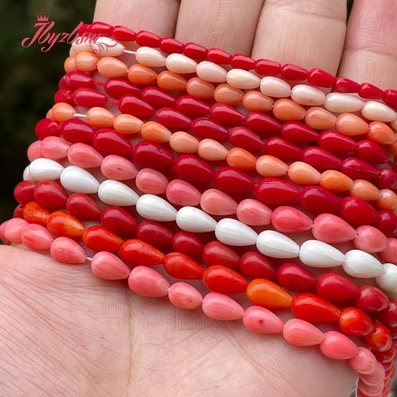 5x8/3x5/2x4mm Smooth Drop Coral Natural Stone Beads For DIY Necklace Bracelets Eaaring Pandant Jewelry Making 15\