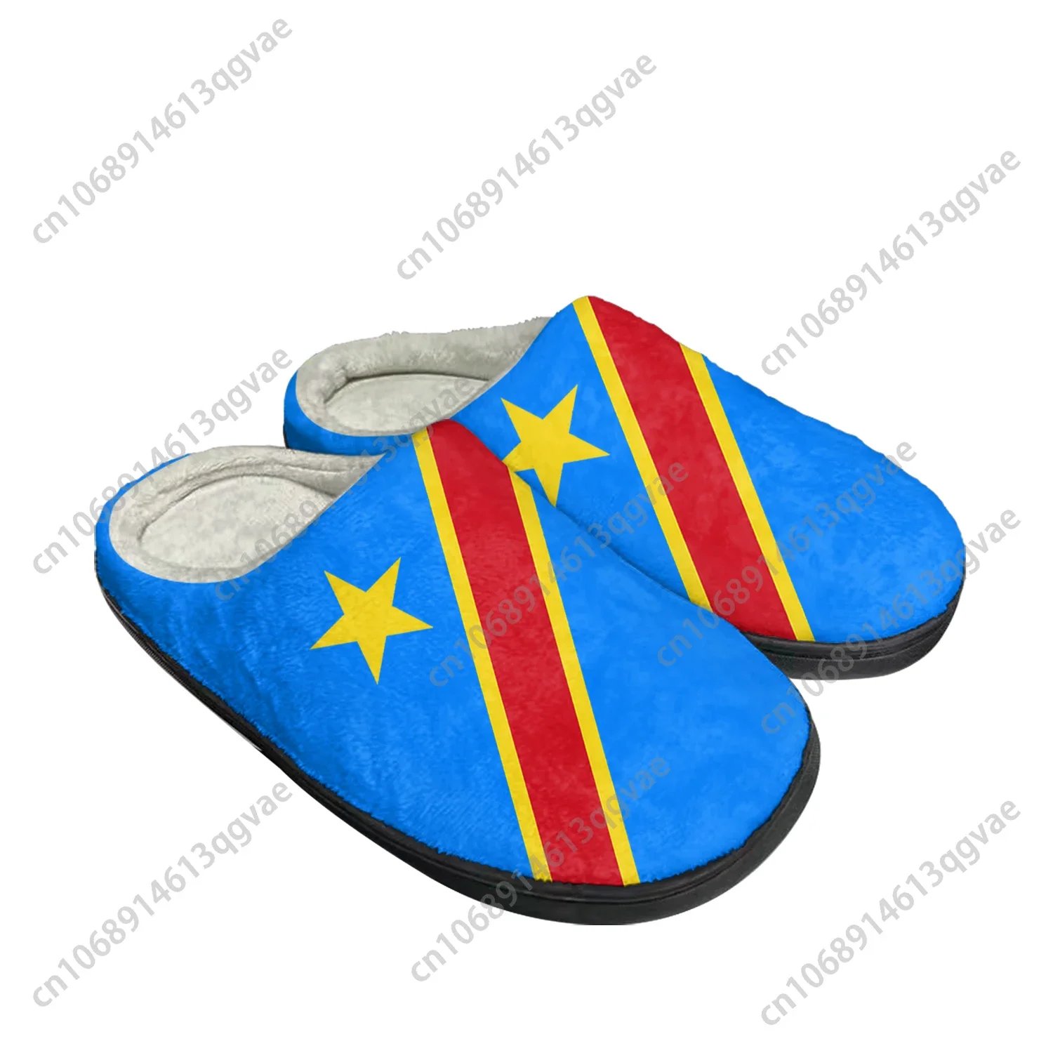 

Democratic Republic of the Congo Flag Home Cotton Custom Slippers Mens Womens Sandals Plush Bedroom Keep Warm Shoes Slipper