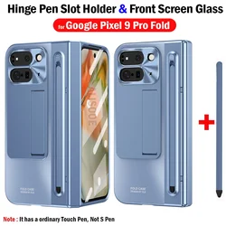With Touch Pen Funda for Google Pixel 9 Pro Fold Case Hinge Pen Slot Holder Stand Protective Cove with Front Screen Glass