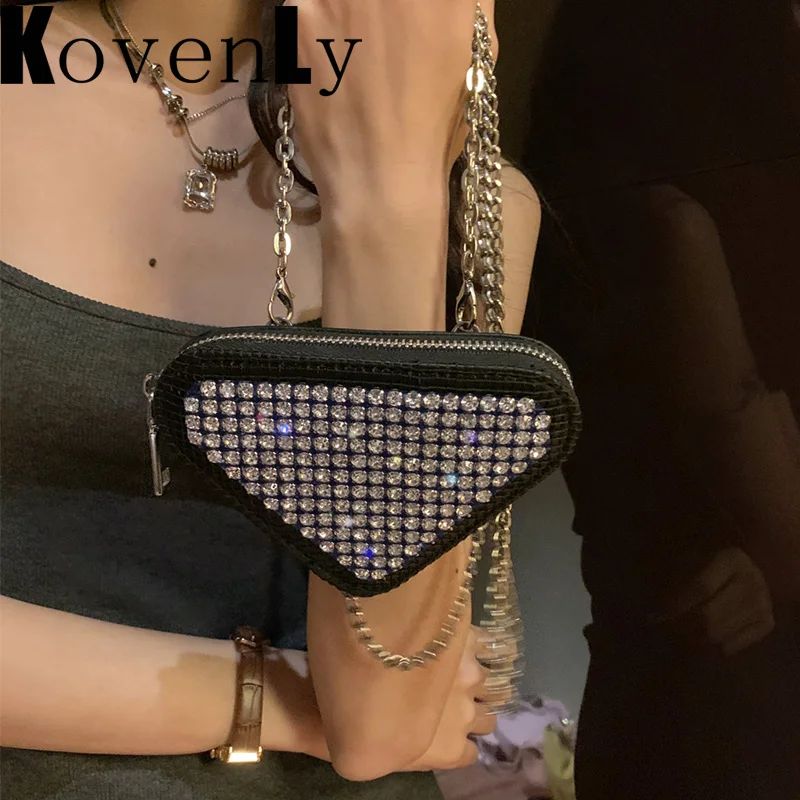 Mini bolso bandolera de diseñador de lujo para mujer, monedero pequeño de diamantes triangulares, marca ostentosa, a la moda