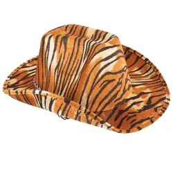 Tiger Cowboy Cowgirl Leopard Hat Cosplay Unisex Cowgirl Outfits Dress up for Women Clothes Printed Halloween