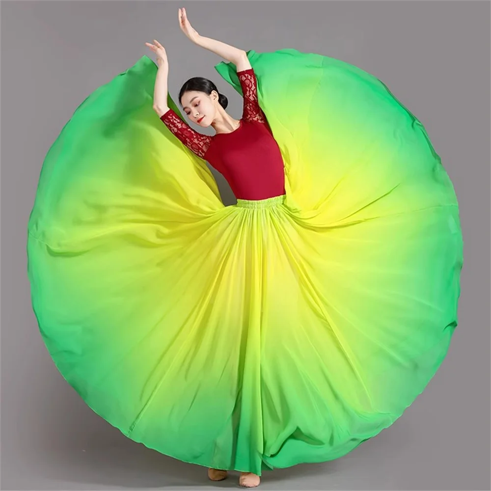 Gradient color dance dress, classical dance big swing dress 720 Degree flamenco Dance costumes ballroom dance long skirt
