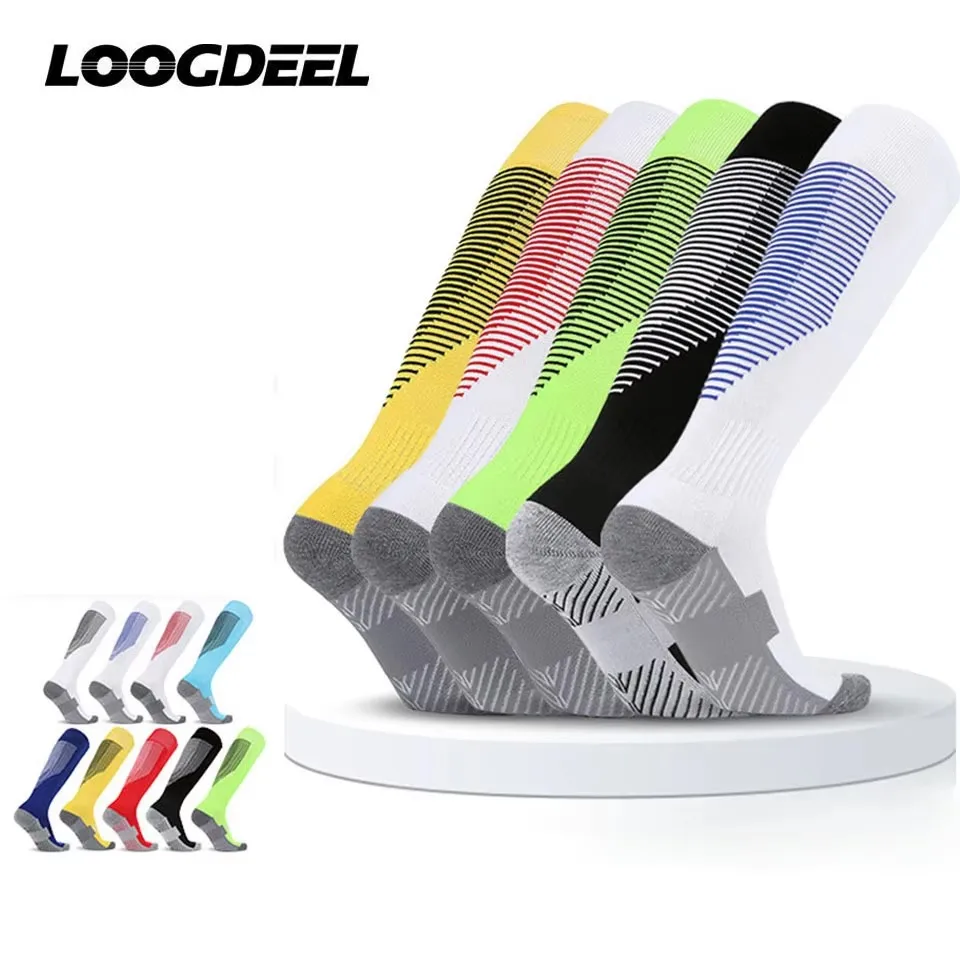 Loogdeel 1 Pair Stripe Sports Soccer Socks High Knee Cyclin 