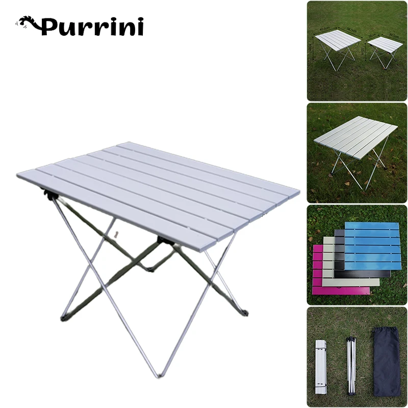 Portable Foldable Outdoor Camping Table Large Ultra Light Aluminum Alloy Computer Desk Removable Detachable Travel Dining Table