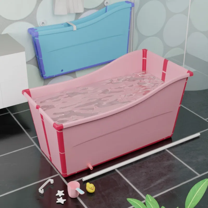 Collapsible Family Size Bathing Tub Spacious All-Ages Soak Basin Sturdy Fold-Down Bathing Solution Convenient Storage