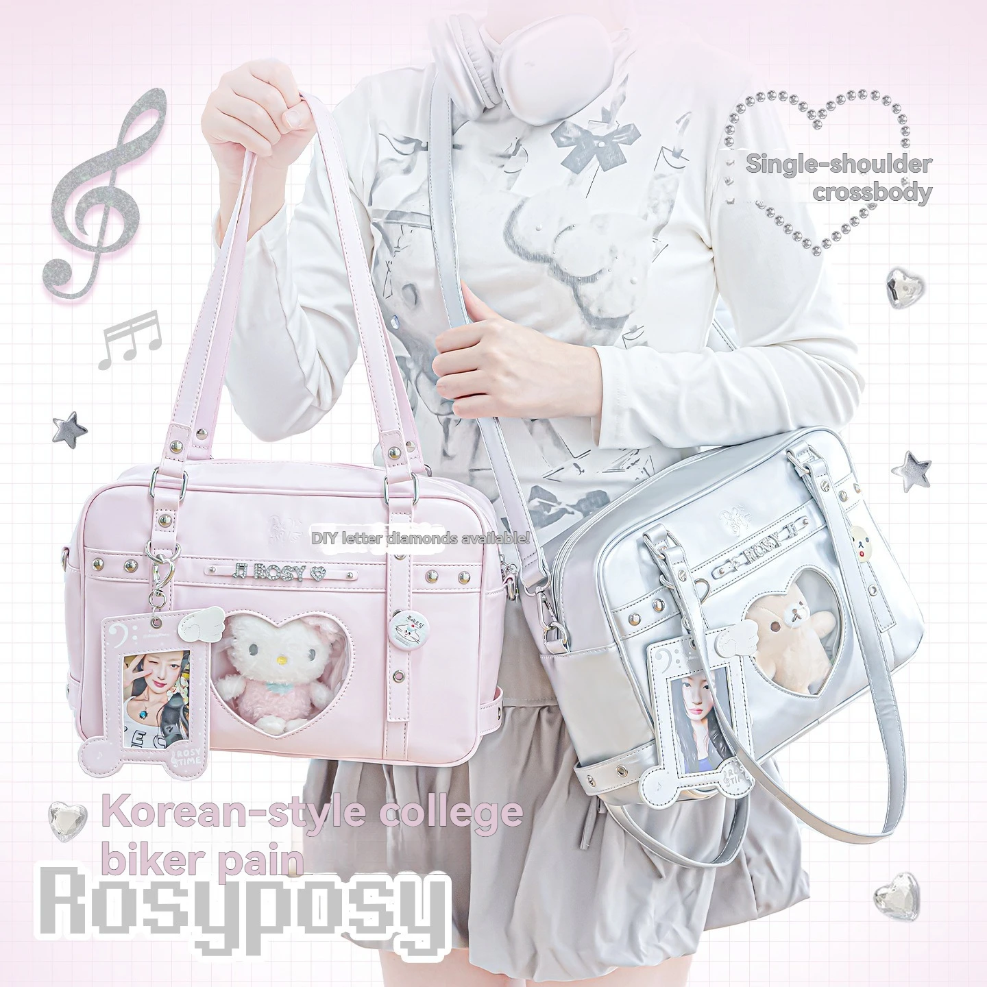 Rosyposy Soft Set Small Appetite Pain Bag Cross Body Shoulder Bag Japanese Uniform Bag Jk Pain Baby Bag Anime Star Chasing Conce