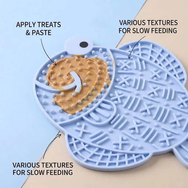 Silicone Pet Lick Pad with Suction Cups Fish Shape Dogs Cats Slow Feeder Mat Anti-Choking Improve Digestion Puppy Lick Bowl