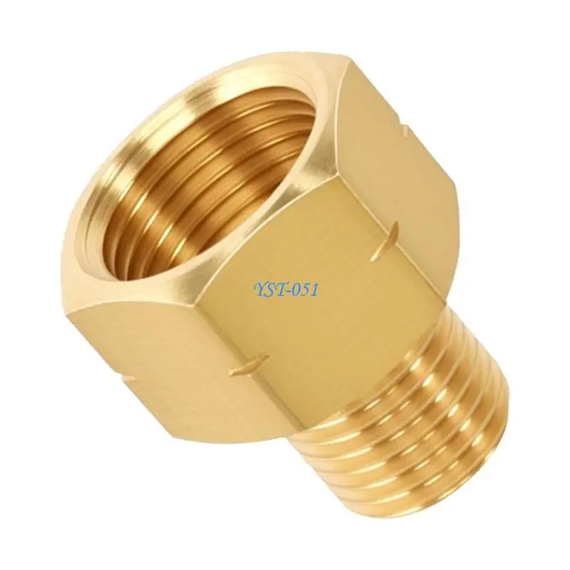 E15A Brass Gas Connector 3/8 Inner Thread to 1/4 Outer Reverse Thread Fitting