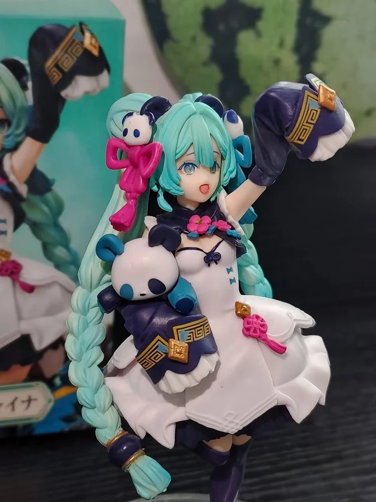 18cm Hatsune Miku Modern China National Fashion Panda Kawaii Original Anime Figure Model Collectible Toy Decoration Model