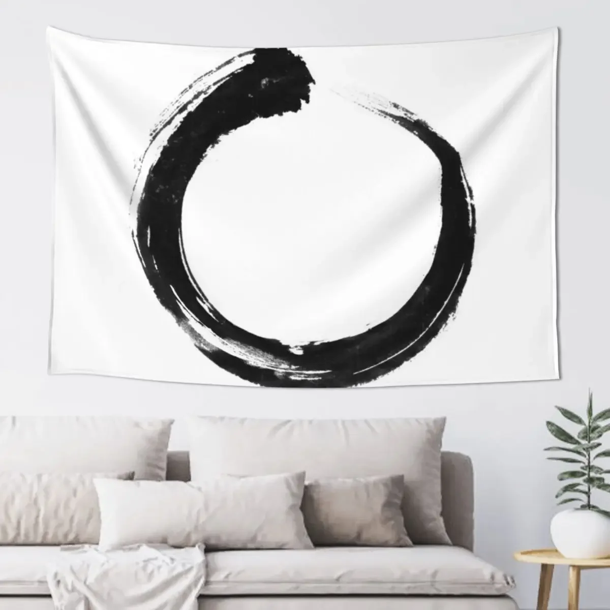 

Japanese Circle, Enso, Sumi Brush, Eternity Tapestry Nordic Home Decor Mushroom Aesthetics For Room Decoration Room Tapestry