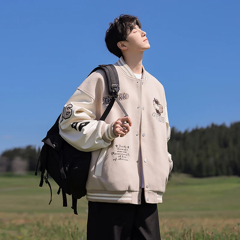 

Мужская весенне-осенняя модная свободная удобная куртка, модная трендовая ветрозащитная дышащая бейсбольная куртка для спорта на открытом воздухе и отдыха