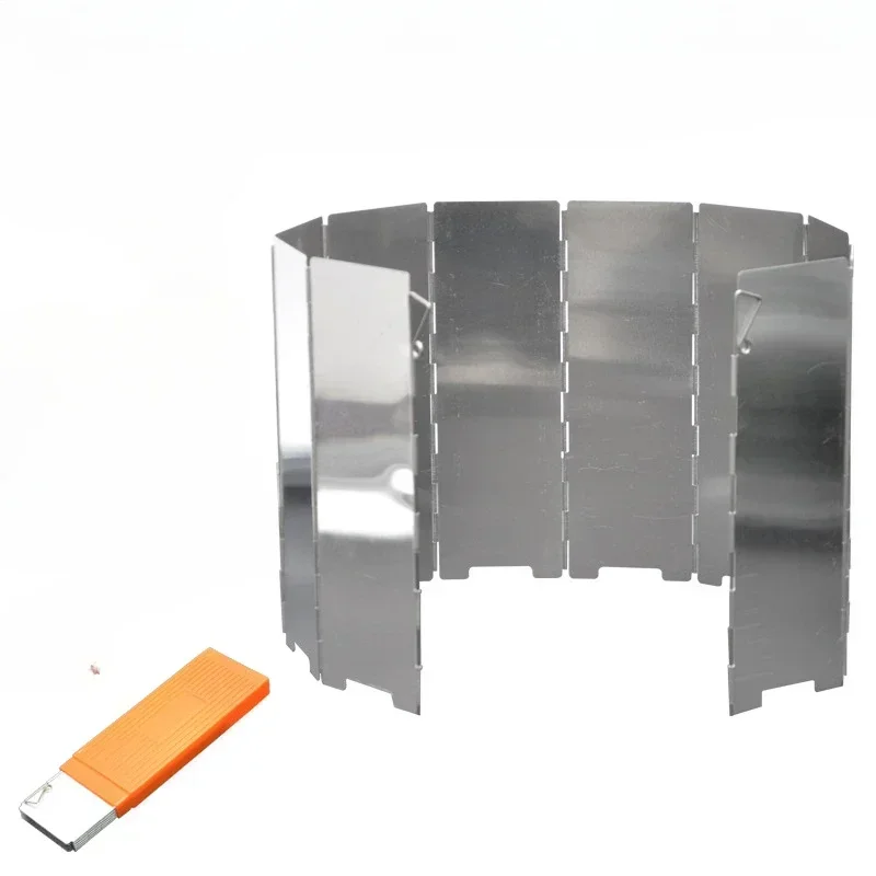 10 Plates Gas Stove Wind Shield 24*8.5cm Aluminum Alloy Outdoor Camping Picnic Cooking Burner Windproof Wind Shield Screen