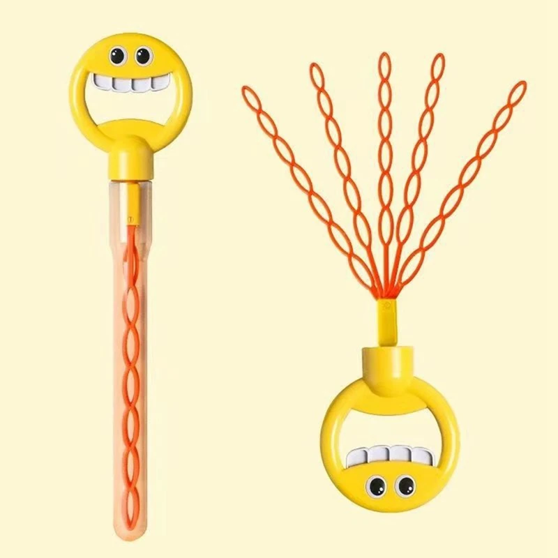 عصا فقاعة وجه مبتسمة للأطفال ، لعبة عصا فقاعية ، صولجانات فقاعية ، 5 مخلب ، 32 فتحة ، 4 ، من من من الخارج