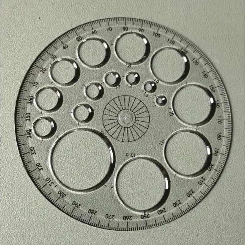 1pc Full Circle Protractor Colorful Protractor Round Maker Drawing Template Ruler Transparent Blue Template,360 Degree Rotating